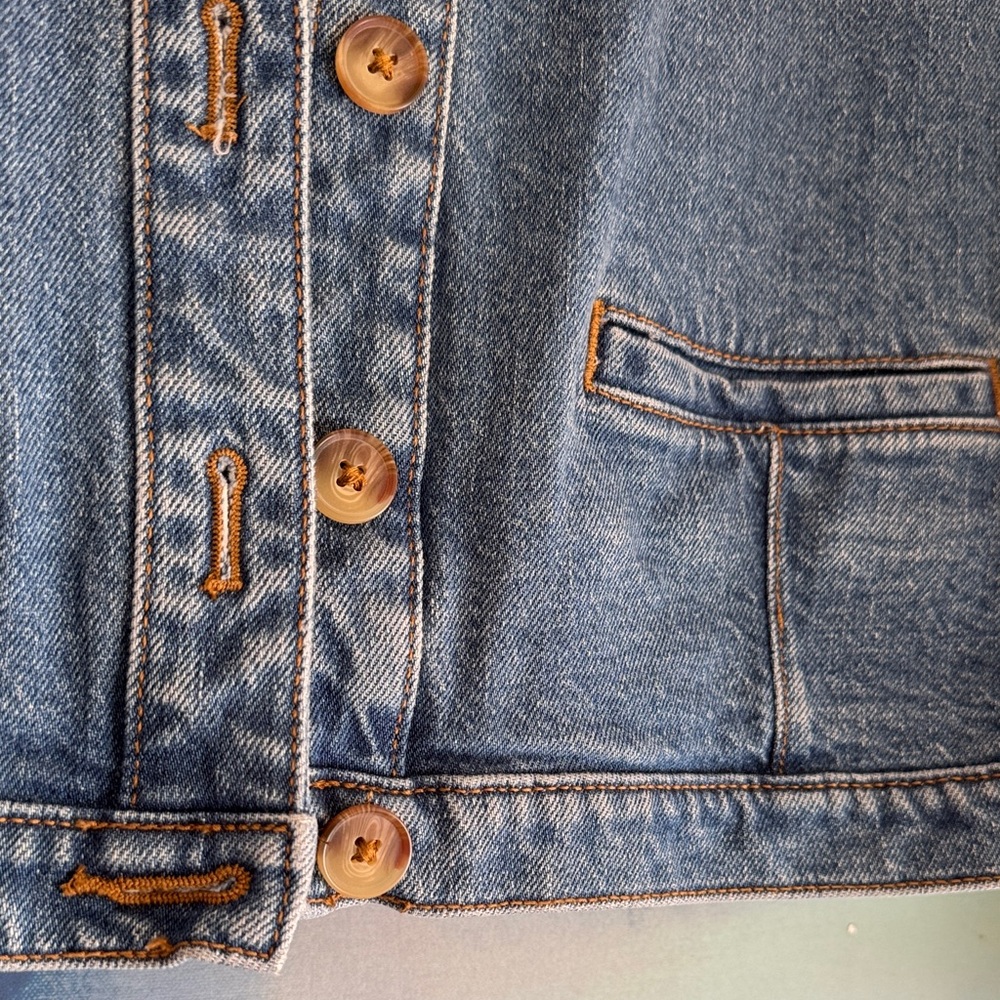 LOFT Collarless Denim Jacket - Picture 3 of 6